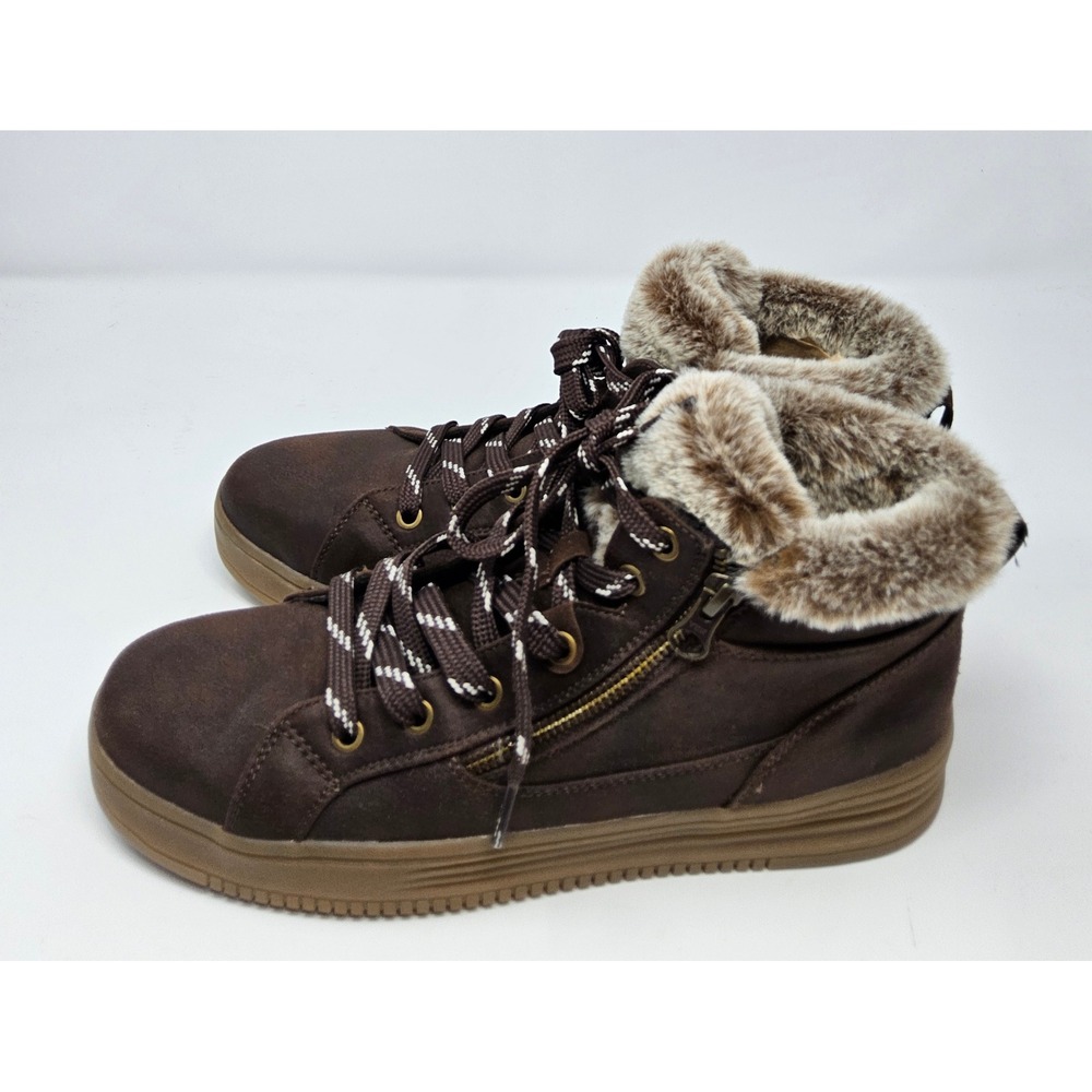 BOBS Skechers Shoes Womens 10 NEW Blizzard Ankle Boots Fur Brown Sneakers